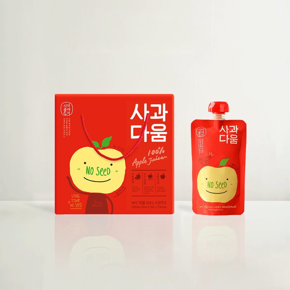 [시골이야기] 사과다움NOSEED NFC 저온착즙 씨를 뺀 사과즙 120ml 10팩/20팩/48팩