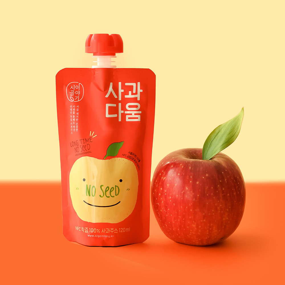 [시골이야기] 사과다움NOSEED NFC 저온착즙 씨를 뺀 사과즙 120ml 10팩/20팩/48팩