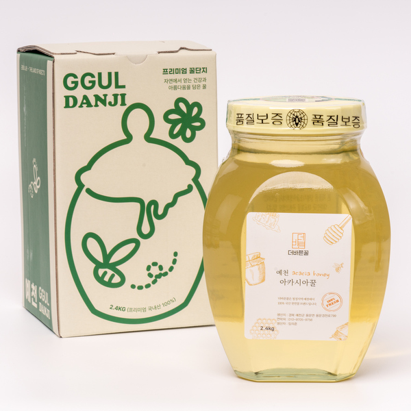 [더바른꿀] 천연 국산  꿀단지 1+ 등급 아카시아꿀 2.4kg 가정용 추석선물 명절선물 설선물